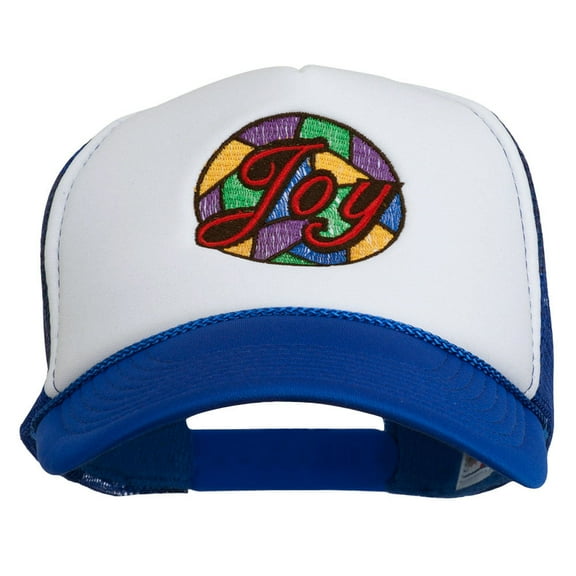 Joy Embroidered Two Tone Foam Mesh Back Cap - Royal White OSFM