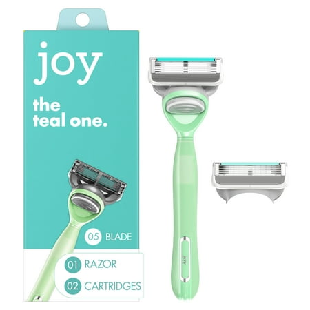 Joy Female Razor Handle with 2 Blade Refill Cartridges, Teal