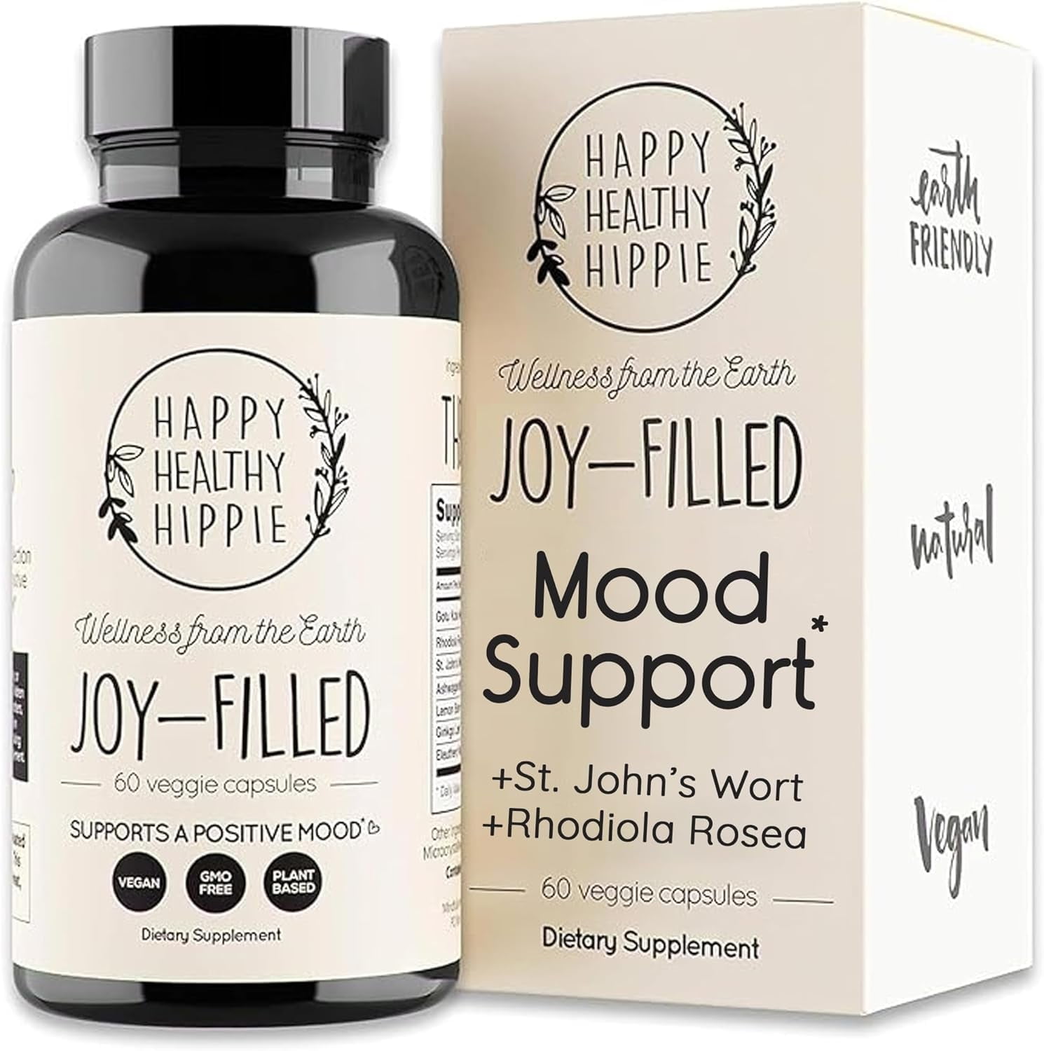 Happy Healthy Hippie Joy-Filled Mood Support Supplement with St. John's Wort, 60 Capsules