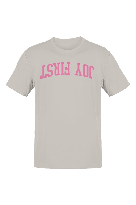Joy First Motivational Arched Text Men's Gray T-shirt
