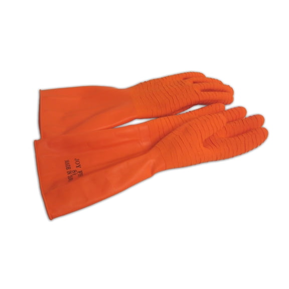 Joy Fish Latex Shrimp Rubber Glove Orange by Dozen Size 11