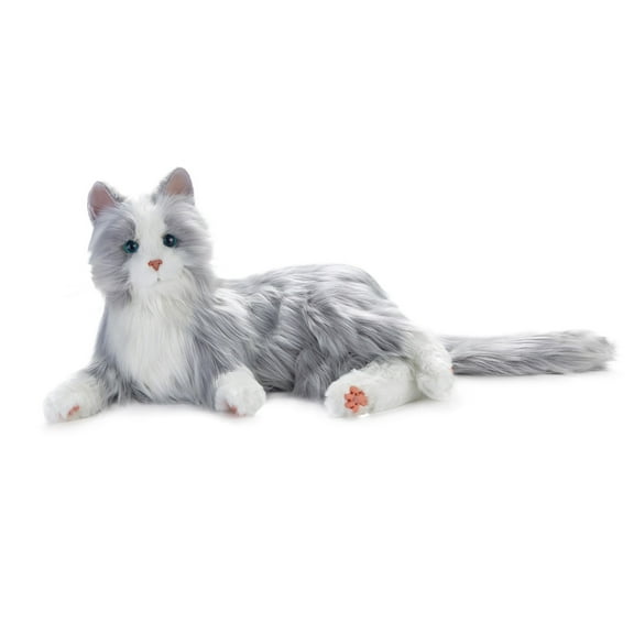 Joy For All Companion Pets A75945L00 Companion Pet Cat With 5 Languages On Box (Silver With White Mittens)