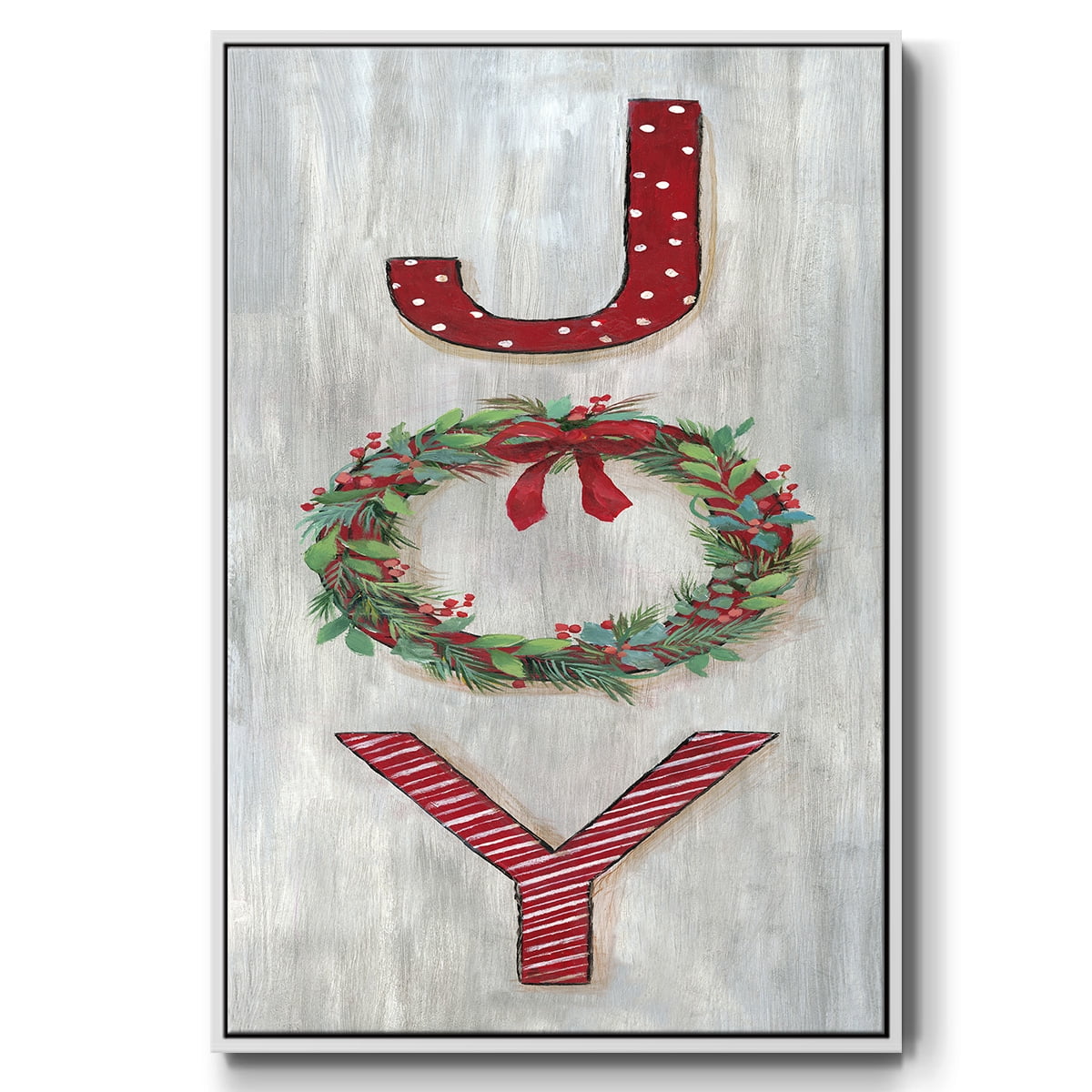 Joy - Framed Gallery Wrapped Holiday Canvas - 17 x 25 - White Frame