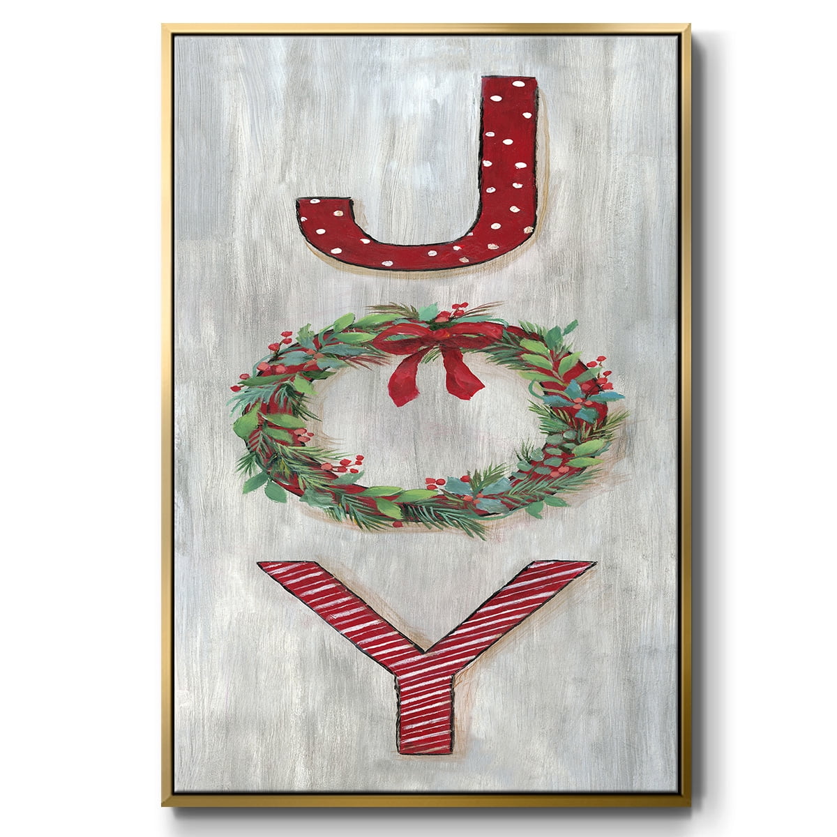Joy - Framed Gallery Wrapped Holiday Canvas - 25 x 37 - Gold Frame