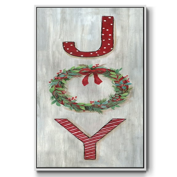 Joy - Framed Gallery Wrapped Holiday Canvas - 27 x 41 - White Frame