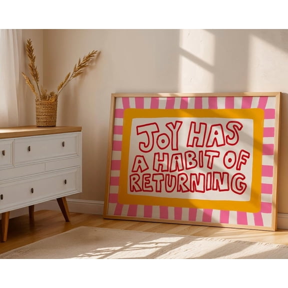 Joy Has A Habit Of Returning Wall Art Print, Unframed Paper Poster 8x10in