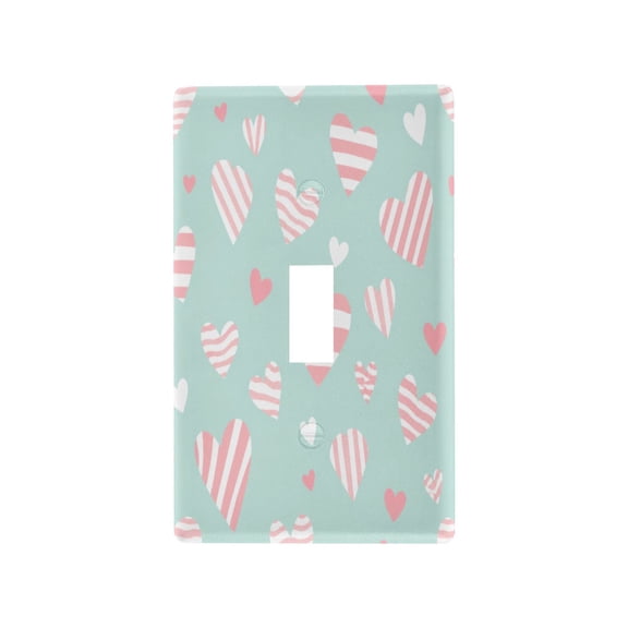 Joy Heart Stripes Pattern Decorative Wall Plate, Flame Retardant PC Plastic Light Switch & Outlet Cover with Mounting Screws Fits Toggle Switch