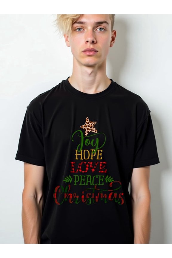 Joy Hope Love Peace Christmas Tee men's t shirts black 2026 funny Soft and comfortable Unique Design Unisex Shirt Crewneck tshirts