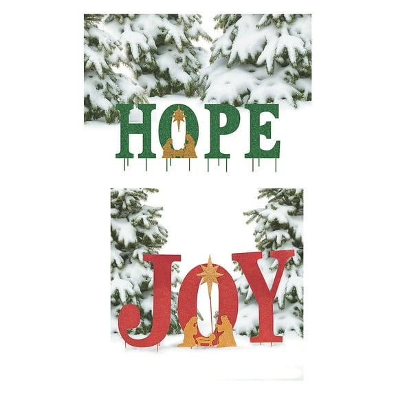 Joy & Hope Yard Sign Decorating Set, Home Decor, Christmas, 7 Pieces