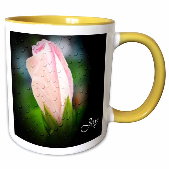 3drose, Joy Inspirational Flower, 15oz Two-tone Yellow Mug