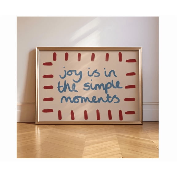 Joy Is In The Simple Moments Poster Playful Slow Living Art Mid Century Retro Typography Poster Trendy Hand Drawn Home Decor Cool Artsy