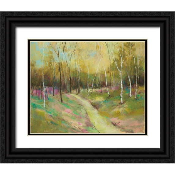 Joy, Julie 14x12 Black Ornate Wood Framed with Double Matting Museum Art Print Titled - Wooded Pathway II