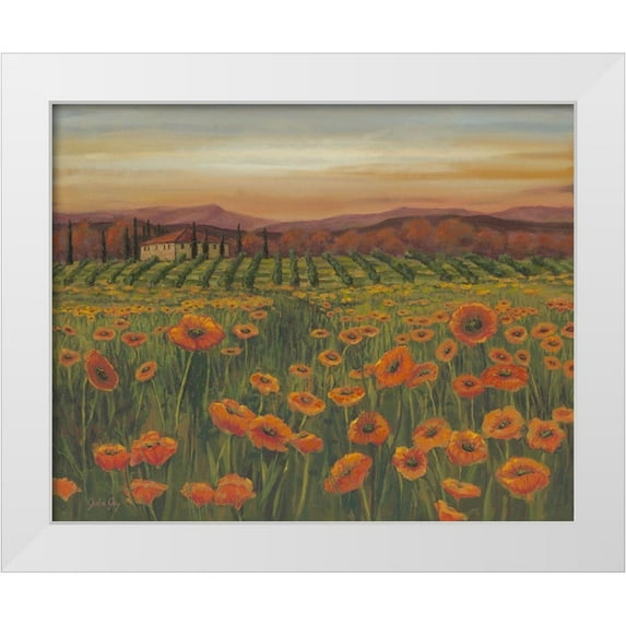 Joy, Julie 14x12 White Modern Wood Framed Museum Art Print Titled - Poppy Path to Home II