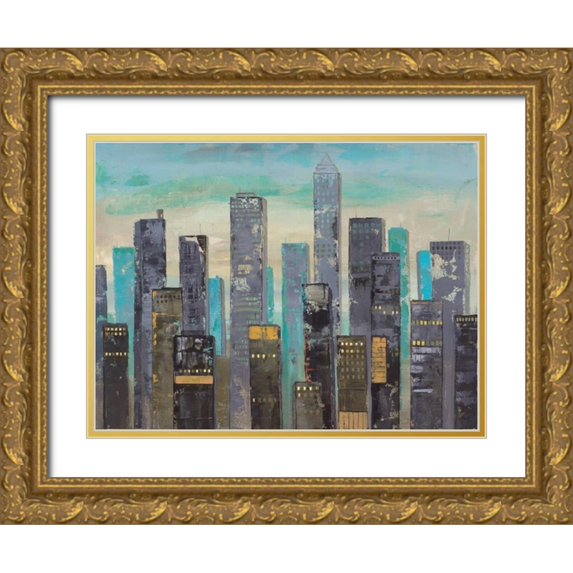 Joy, Julie 32x25 Gold Ornate Wood Framed with Double Matting Museum Art Print Titled - Urban Lights II