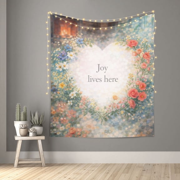 Joy Lives Here Tapestry Indian Wall Hanging Tapestries Room Decor for Bedroom Living Room Dorm 60X50inch