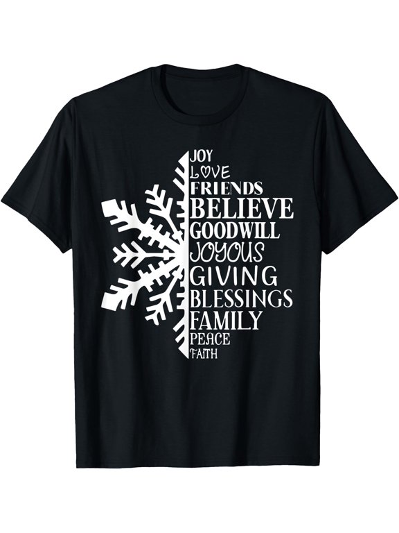 Joy Love Friends Blessings Family Peace Winter Snowflake T T-Shirt