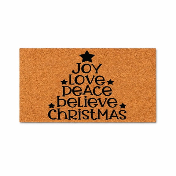Joy Love Peace Believe Christmas Doormat, Holiday Welcome Entry Mat (36x72 inches) WoodByStu 3493