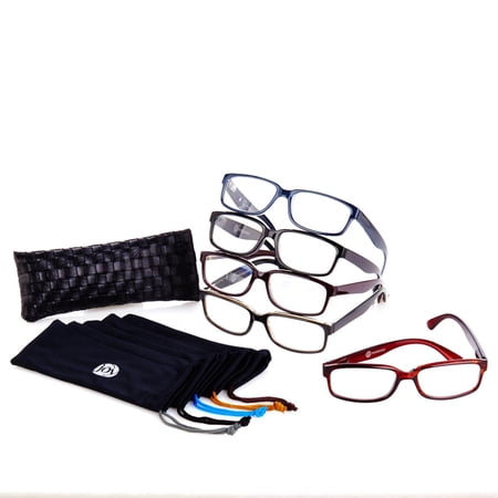 Joy Mangano 11PC MEN SHADES Readers (5 Frames and 6 Cases) 1.5M 558899 ONF