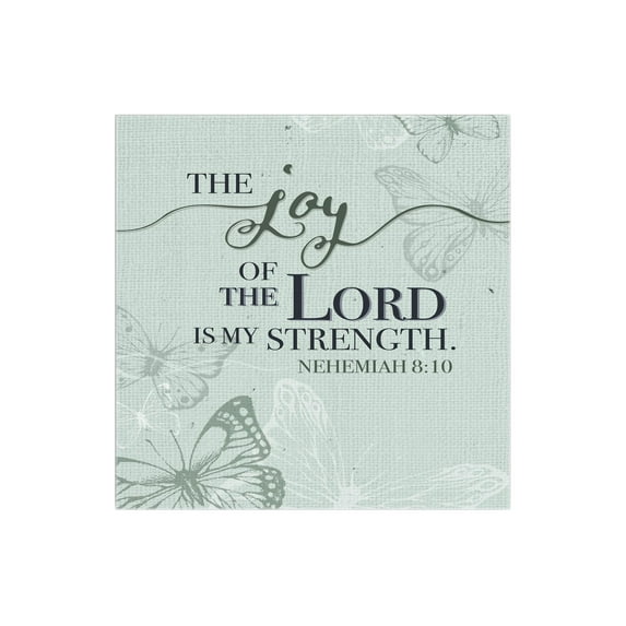 Joy Of Lord Strength Mint Butterfly 12 x 12 Wood Wall Sign Plaque
