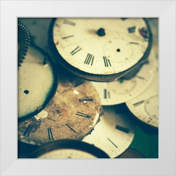 Joy, Olivia 26x26 White Modern Wood Framed Museum Art Print Titled - Clocks