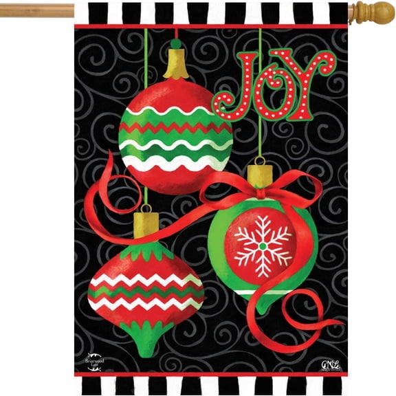 Joy Ornaments Christmas House Flag Holiday 28" x 40"
