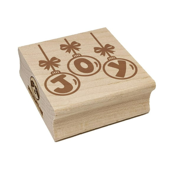 Joy Ornaments Christmas Square Rubber Stamp Stamping Scrapbooking Crafting - Small 1.25in