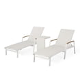 thumbnail image 1 of Joy Outdoor Aluminum Chaise Lounge Set with C-Shaped End Table, White, 1 of 11