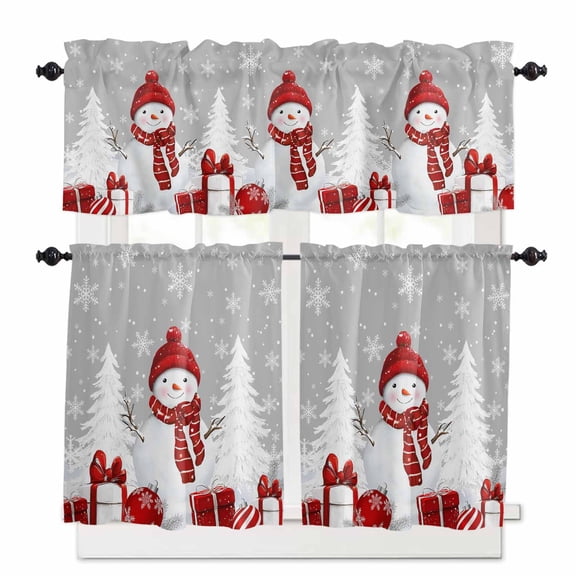 Joy Peace Curtain Valances Set Stars Letters Art Red Texture Kitchen Curtains 24&nbsp;inch Length Rod Pocket Valance and Tiers 3 Piece Set Small Bedroom Bathroom Laundry Decor