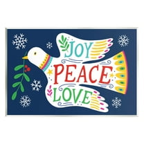 Joy Peace Love Dove Holly Sprig Holiday Graphic Art Unframed Art Print Wall Art
