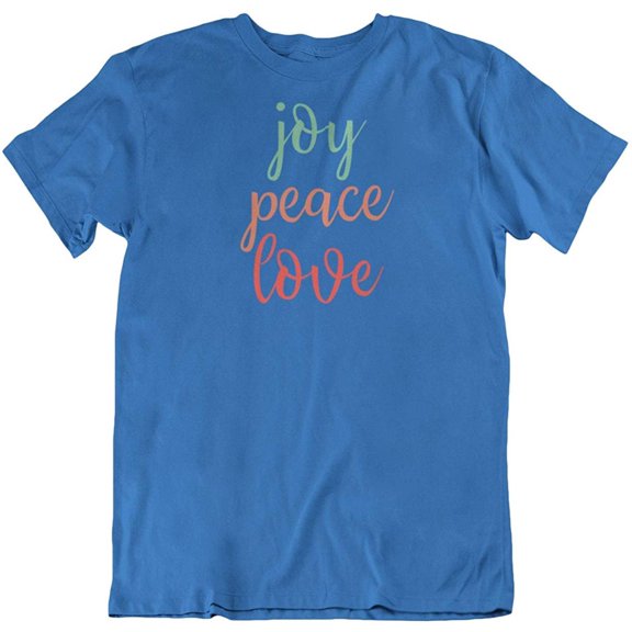 Joy Peace Love T-Shirt Gift for Mom, Dad, Grandma, Grandpa, Men and Women True Royal