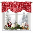 thumbnail image 1 of Joy Peace Tie Up Valances Curtain, Stars Letters Art Red Texture Adjustable Rod Pocket Short Window Treatment Tie Up Curtains Valances for Kitchen Living Room Bathroom 42x12 Inches, 1 of 9