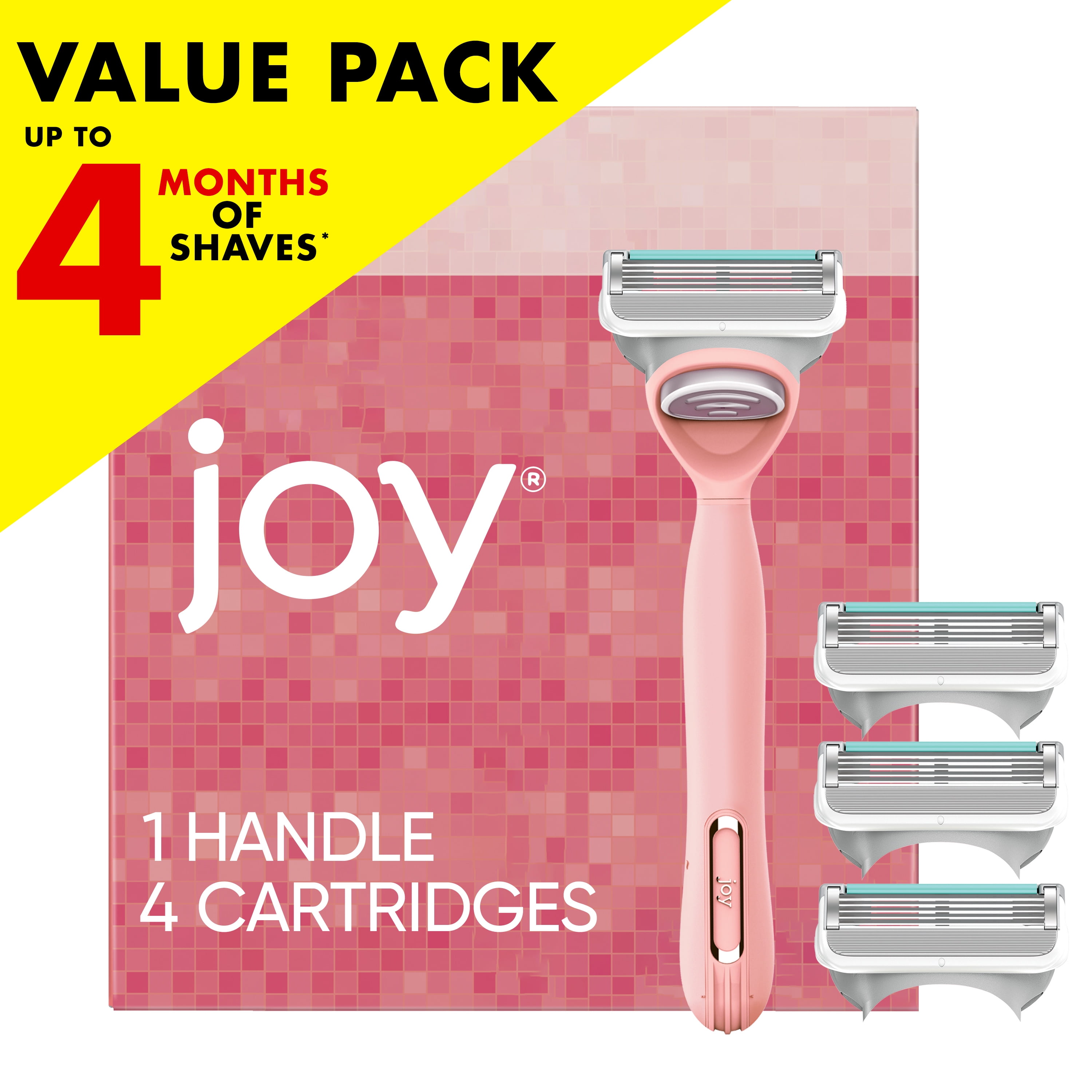 Joy Pink Razor for Women 1 handle + 4 Refills