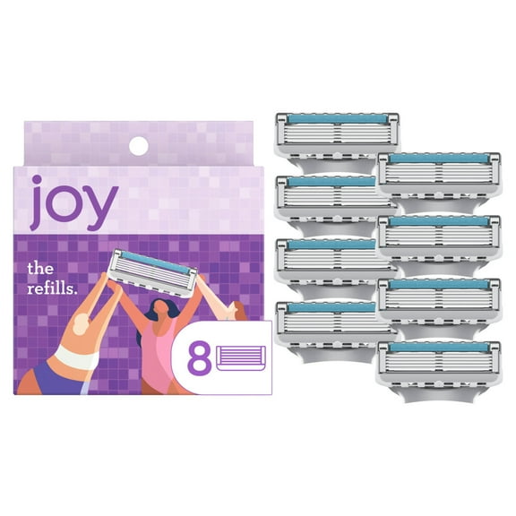 Joy Razor Blades Refill Cartridges for Women, Five Bladed, 8 Ct