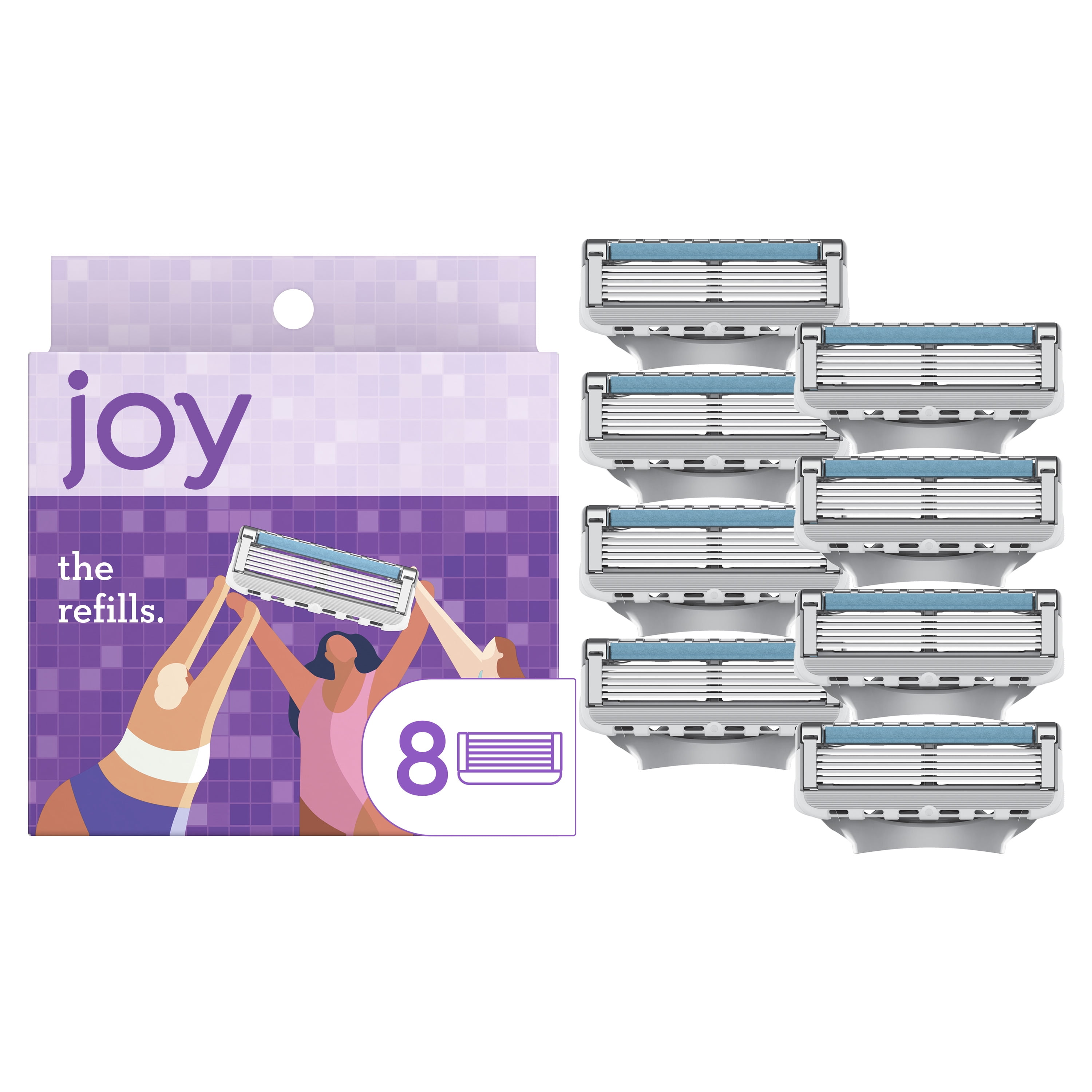 Joy Razor Blades Refill Cartridges for Women, Five Bladed, 8 Ct