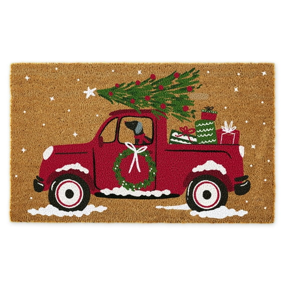 Multi-Color Christmas Joy Ride Coir Doormat 17x29