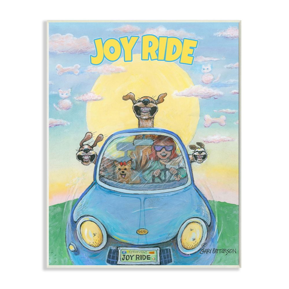 Joy Ride Funny Cartoon Pet Dog Design Oversized Wall Plaque Art by Gary Patterson