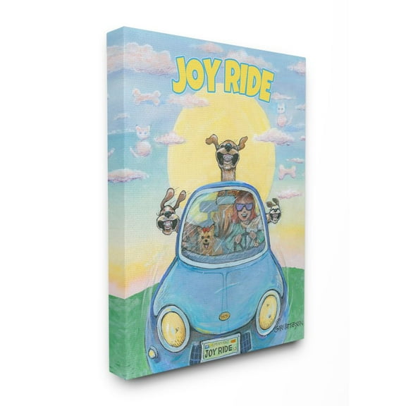 Joy Ride Funny Cartoon Pet Dog Design Super Oversized Stretched Canvas Wall Art by Gary Patterson