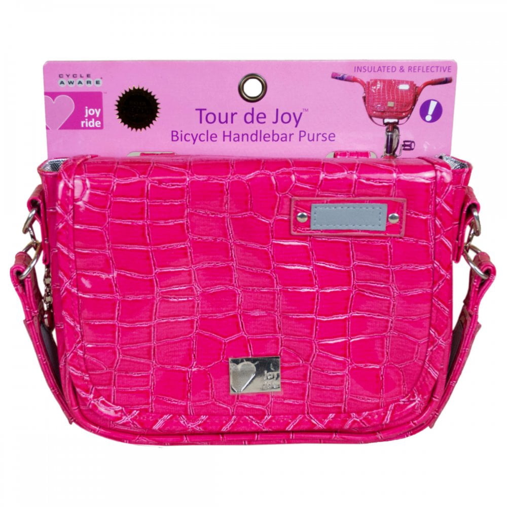 Joy Ride Handlebar-Mounted Purse, Pink Croc, Synthetic Leather