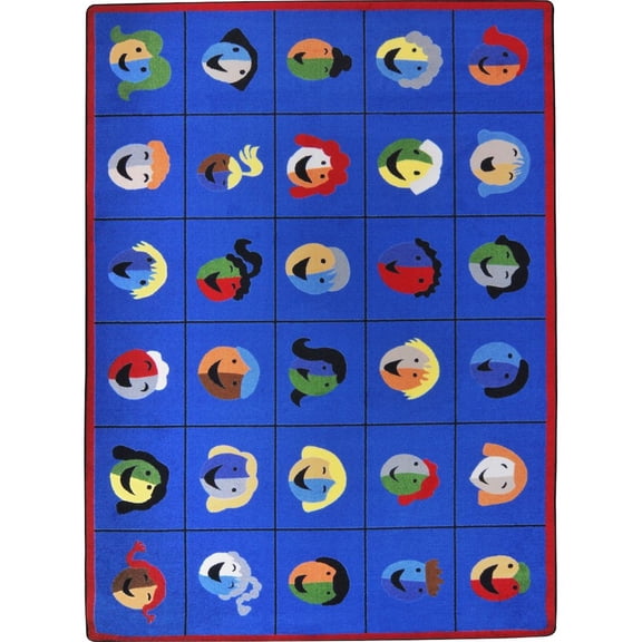 Joy Carpets Kid Essentials Faces & Places 10'9" x 13'2" Area Rug in Color Multi