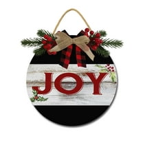 Joy Sign Front Door Porch Decorations, Round Rustic Wood Hanging Sign for Farmhouse Porch Outdoor Home Holiday Front Door Sign Decor