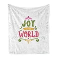 thumbnail image 1 of Joy Soft Flannel Fleece Blanket, Joy to World Lettering with Geometrical Lines Swirls and Curlicues Pattern Xmas Theme, Cozy Plush for Indoor and Outdoor Use, 70" x 90", Multicolor, by Ambesonne, 1 of 5