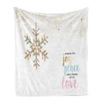 thumbnail image 1 of Joy Soft Flannel Fleece Throw Blanket, Christmas Pattern with Polygonal Snowflake with Peace Love Words Ornate, Cozy Plush for Indoor and Outdoor Use, 60" x 80", Baby Pink Pale Blue, by Ambesonne, 1 of 5