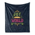 thumbnail image 1 of Joy Soft Flannel Fleece Throw Blanket, Ornamental Christmas Themed Swirls and Curlicues Background Hand Lettering Pattern, Cozy Plush for Indoor and Outdoor Use, 50" x 60", Multicolor, by Ambesonne, 1 of 5