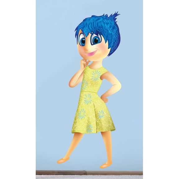 Joy Standing and Smiling from Animated Feature Film for Nursery and Kid's Room Vinyl Wall Decoration - Walt Movie Inside Out Character Artwork Design Vinyl Wall Decal - 30" x 19"