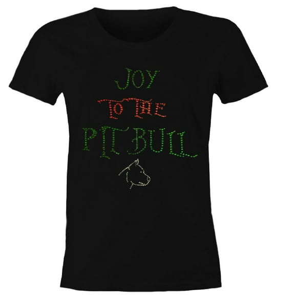 Joy To The Pit Bull Women's Bling Slim Fit T-Shirt Pit Bull Advocate
