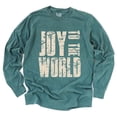 thumbnail image 1 of Joy To The World Block Distressed - Women's Garment Dyed Long Sleeve Graphic T-Shirt, 1 of 10