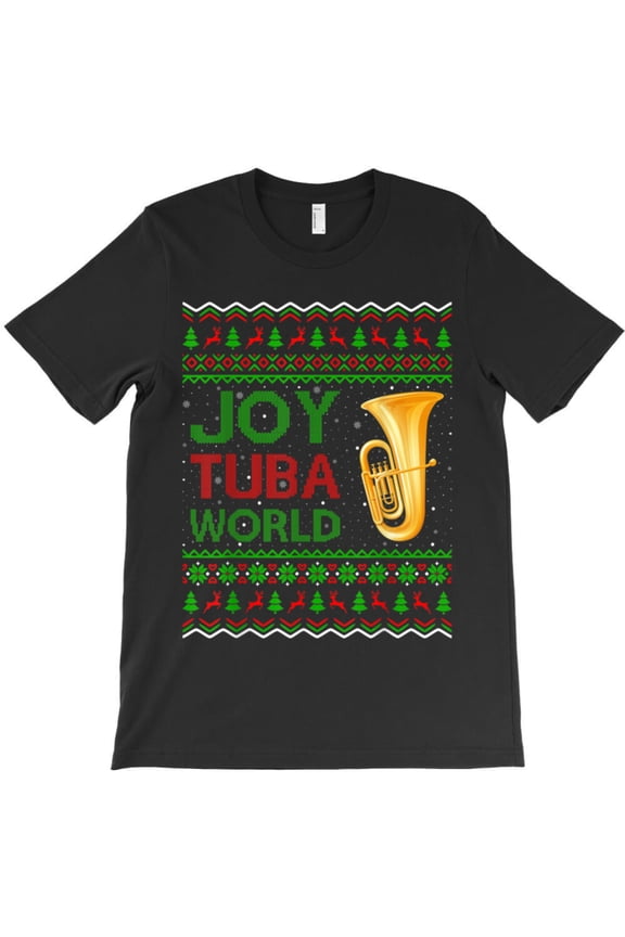 Joy To The World Funny Tuba Music Lover Xmas Gift Funny Tuba Christmas Graphic T-Shirt - Makes a Great Gift G9822, Up to 5XL