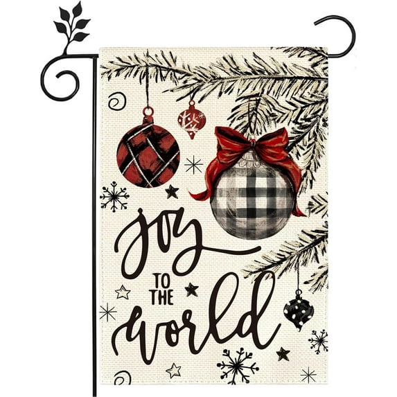 Joy To The World Merry Christmas Garden Flag 12x18 Inch Double Sided Burlap Home Winter Yard Outdoor Flag Decoration -B 12x18 inch