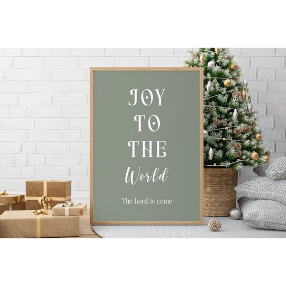 Joy To The World Sage Green Bible Verse Lord Is Come Christian Decor Scripture Typography Wall Art Design1 Unframed Paper Print