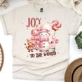 thumbnail image 1 of Joy To The World Snowman T-Shirt | Cute Holiday Candy Graphic Tee, Natural, Size S, 1 of 6